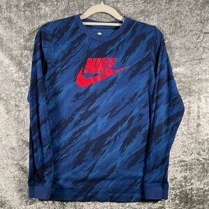 Nike Blue and Red Long Sleeve Kids Tee